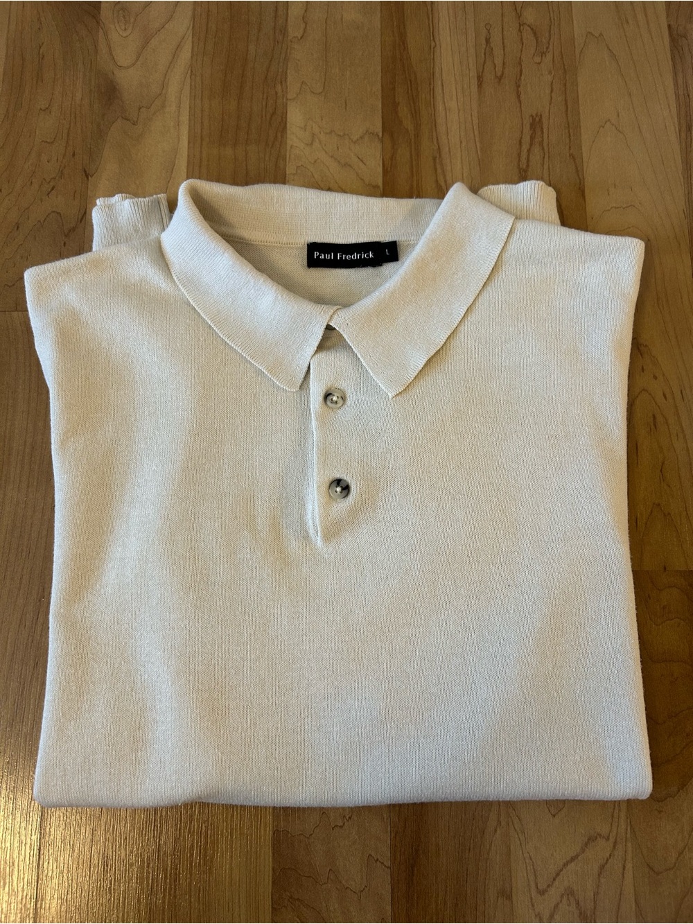 Paul Fredrick Men's Cream Knit Polo